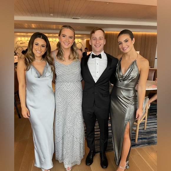 NORMA KAMALI cross back bias gown in silver - Picture 4 of 4